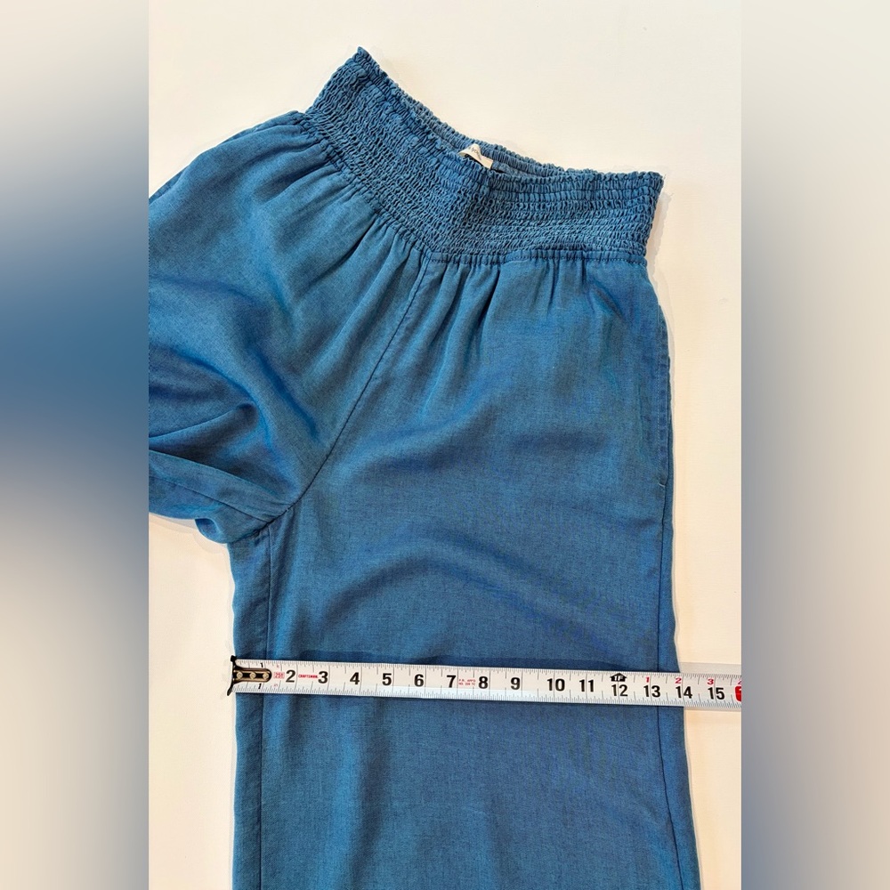 Joie 100% Lyocell Smocked High Waist Wide-Leg Pants in Denim Pockets Large - Picture 5 of 12